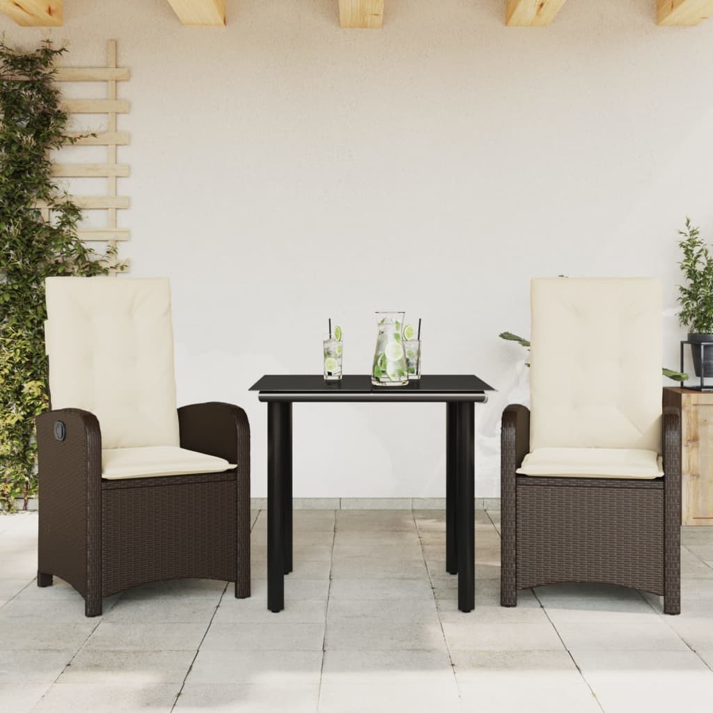 Garden Dining Set Brown PE Rattan Adjustable Feet